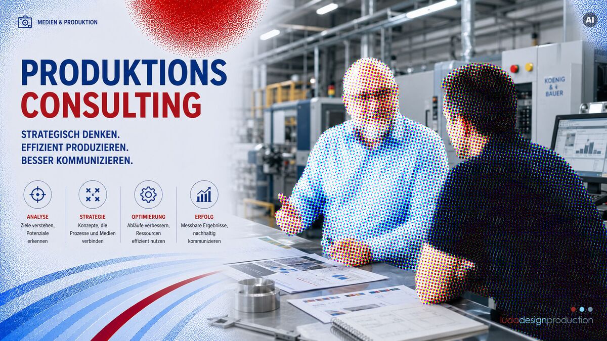 Konzeptgrafik zur Produktions-Consulting mit Oliver Luda in der Bogenoffsetdruckerei
